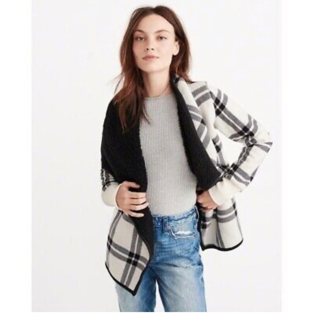 Abercrombie plaid sherpa cardigan